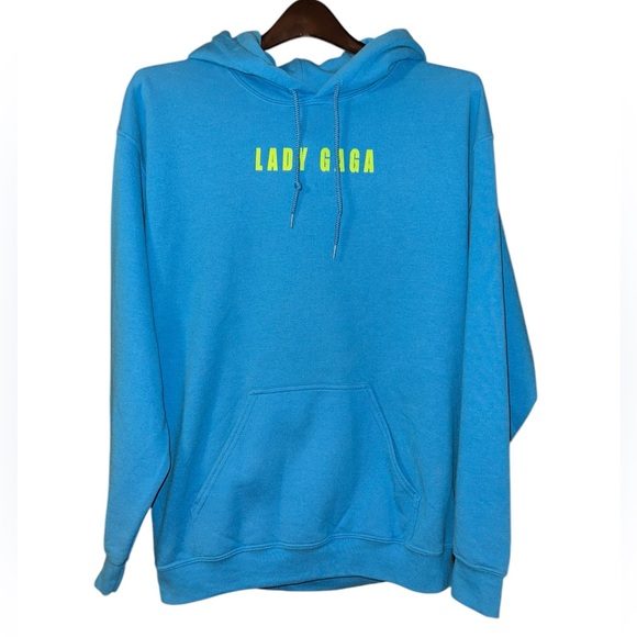 Tops - Lady Gaga Official Enigma Tour Pullover Hoodie Blue Unisex Medium